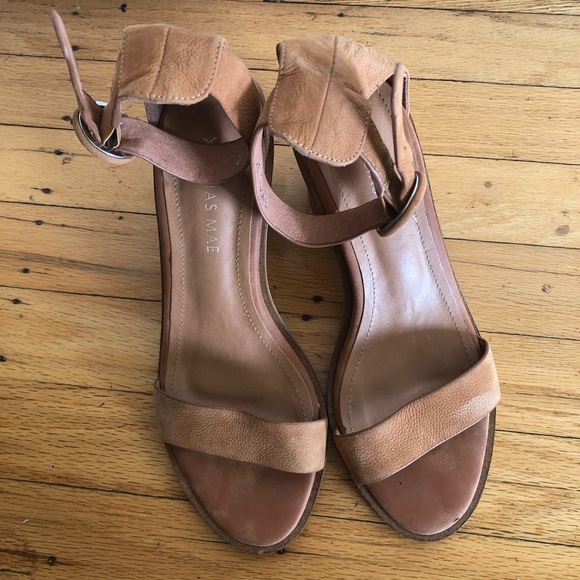 Alias Mae Tan Leather Block Heel Open Toe Heels 7 - Picture 6 of 16